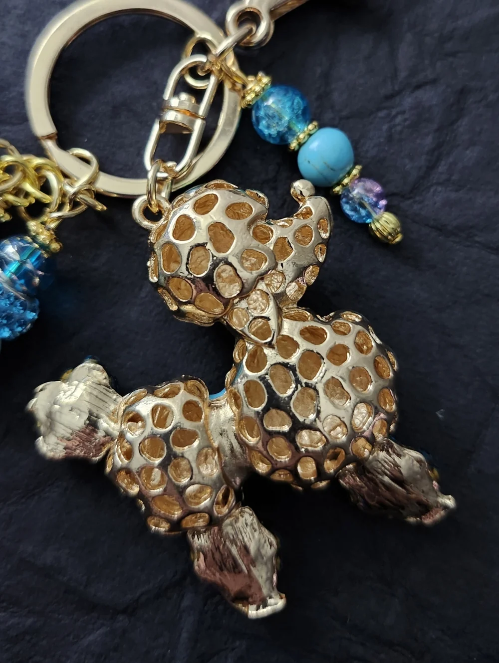 Poodle Purse Charm or Keychain Quartz Opal Stone Handcrafted